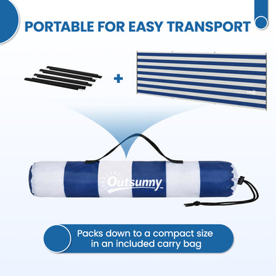 Outsunny 4 Pole Camping Windbreaks, Beach Wind Shield Shelter with Carry Bag and Steel Poles, 540cm x 150cm, Dark Blue 