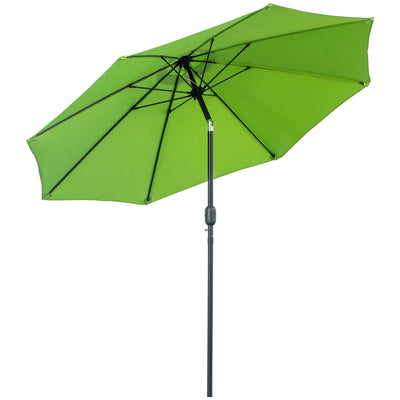 Outsunny 2.7M Garden Parasol Umbrella with Glass Fibre Ribs and Aluminium Frame, Tilting Sun Shade Shelter Canopy, Light Green 