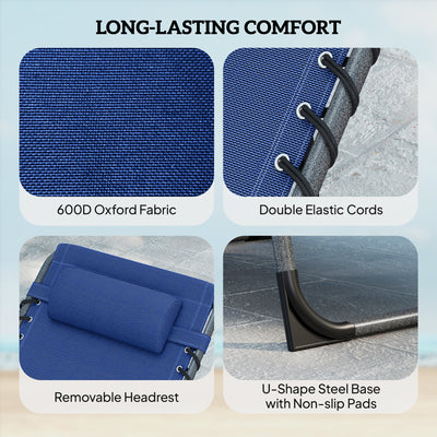 Outsunny Five-Position Reclining Sun Loungers Set of 2 - Dark Blue 