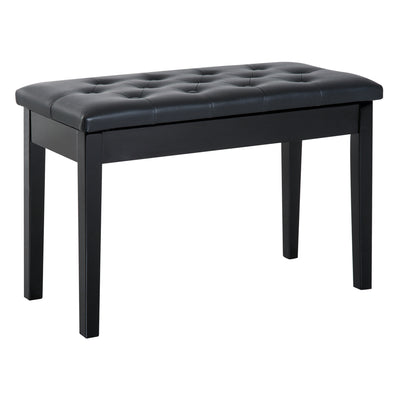 HOMCOM PU Leather Upholstered Piano Stool Makeup Stool Bench Dressing Table Seat with Storage 76x36x50cm, Black 