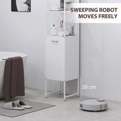 HOMCOM Tall Bathroom Cabinet with Open Shelves and Adjustable Shelf - White 