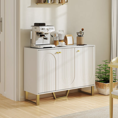 HOMCOM 3-Door Sideboard Storage Cabinet - White 
