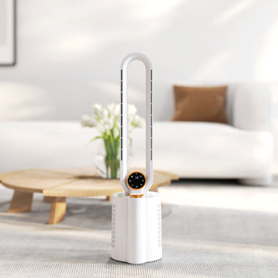 HOMCOM Multi-Mode Bladeless Tower Fan and Humidifier - White 