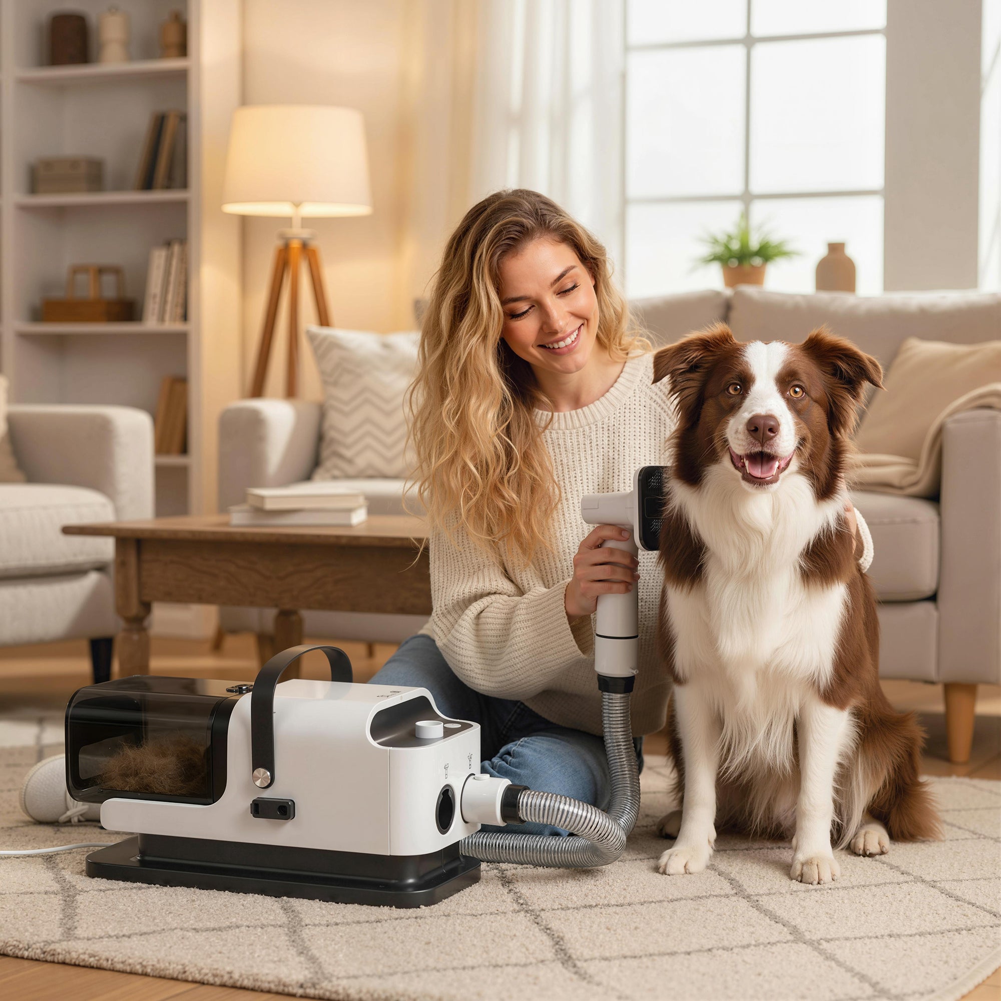 PawHut 5 in 1 Dog Grooming Vacuum & Dryer w/ Clipper, 1.8L Canister, 4 Modes Blow Temperature 
