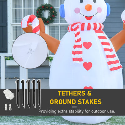 HOMCOM 8ft Christmas Inflatable Snowman with Candy, Rotating Lighted for Home Indoor Outdoor Garden Lawn Decoration Party Prop 