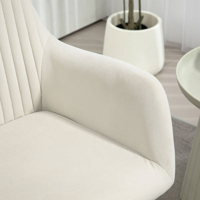 HOMCOM Modern Arm Chair Set of 2 Upholstered Accent Chair with Metal Base for Living Room Cream White 