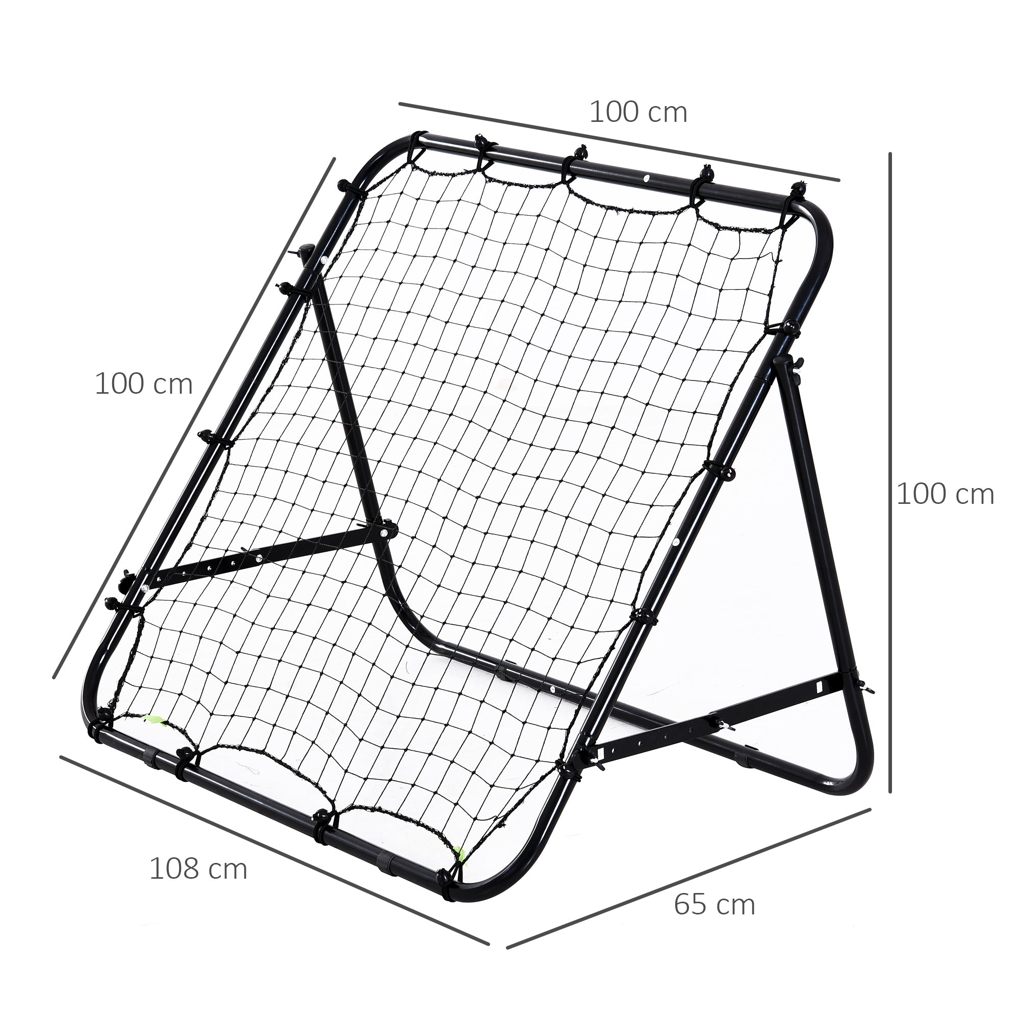 HOMCOM Adjustable Rebounder Net Kickback Target Goal for Teens Adults Training, Black 