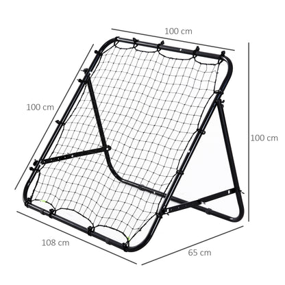 HOMCOM Adjustable Rebounder Net Kickback Target Goal for Teens Adults Training, Black 