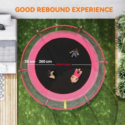 SPORTNOW 10ft Outdoor Trampoline with Enclosure Net, Spring Cover, Pink 