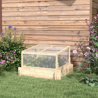 Outsunny 2-In-1 Wooden Greenhouse Planter Box - Natural 