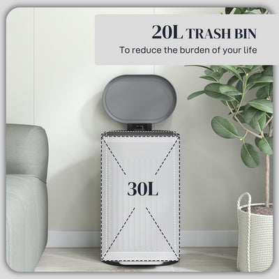 HOMCOM 30L Metal Kitchen Bin, with Soft-Close Lid - Grey 