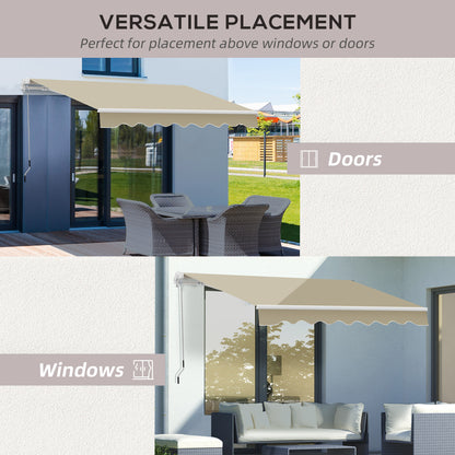 Outsunny 2.5x2 m Manual Retractable Awning-Beige Canopy/White Frame 