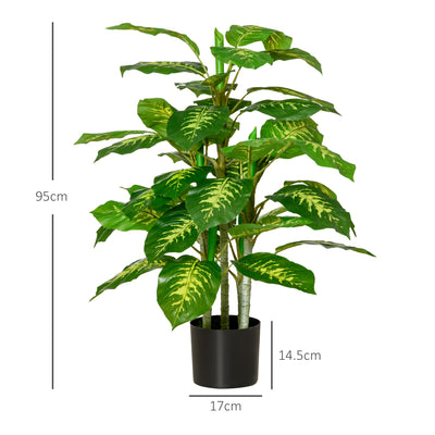 HOMCOM 2 PCs Artificial Evergreen Tree Fake Decorative Plant in Nursery Pot for Indoor Outdoor D\'c3\'a9cor, Green 