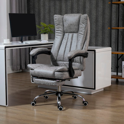 Vinsetto Home Office Chair Microfibre Desk Chair with Reclining Function Armrests Swivel Wheels Footrest Grey 