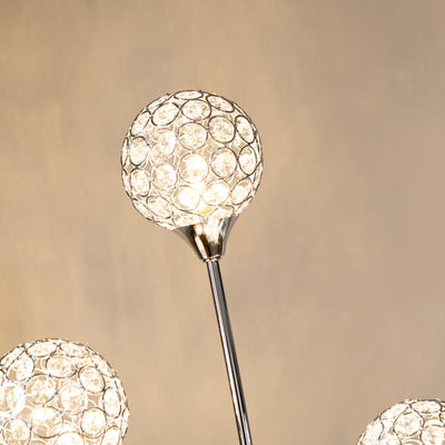 HOMCOM Crystal Floor Lamps for Living Room Bedroom with 5 Light, Modern Upright Standing Lamp, 34x25x156cm, Silver 