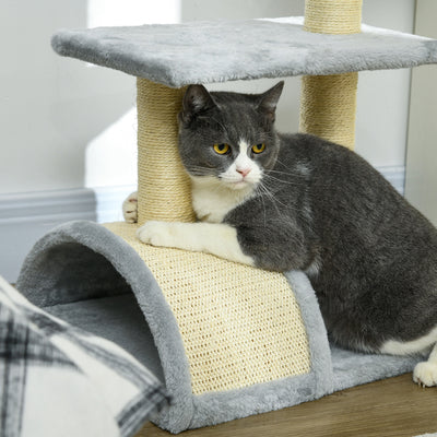 PawHut 72cm Cat Tree with Scratching Post, Pad for Indoor Cats - Light Grey 