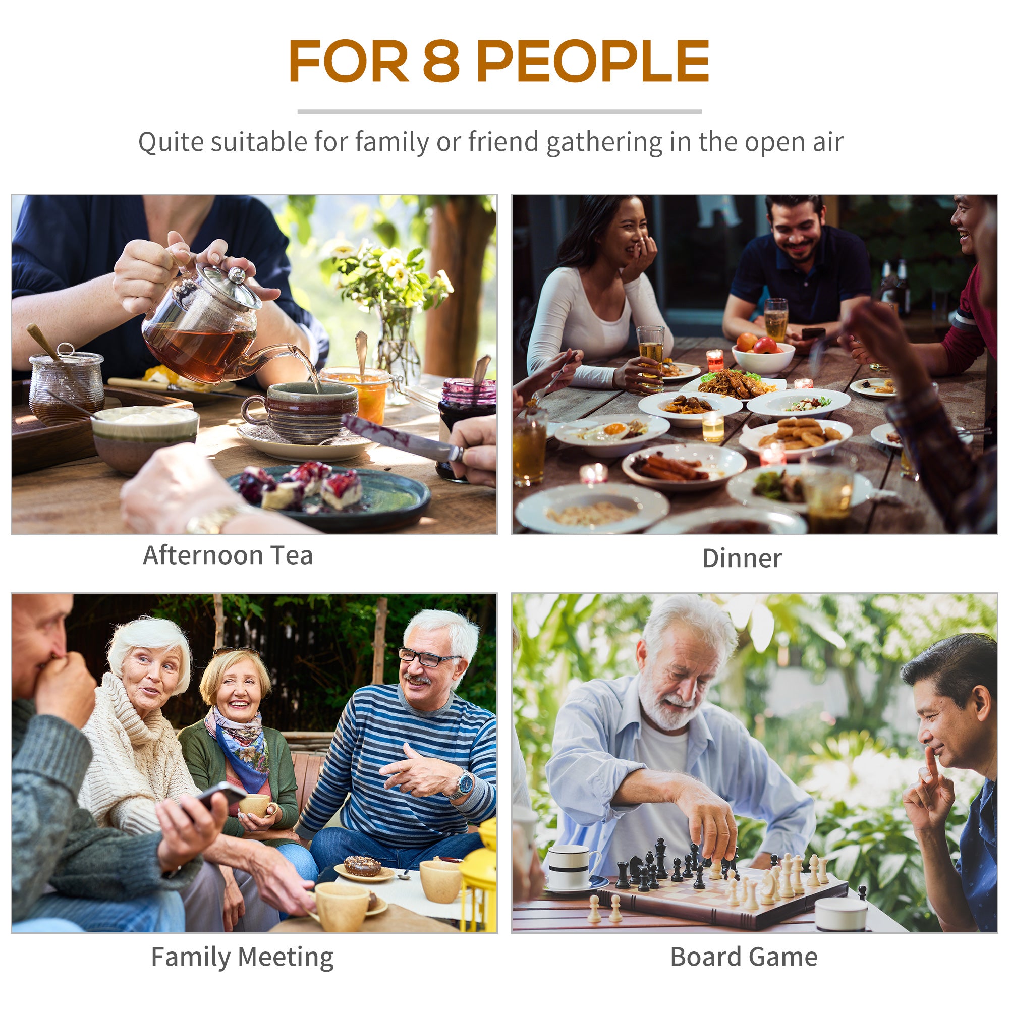 Outsunny 8-Seater Wooden Picnic Set-Fir Wood 