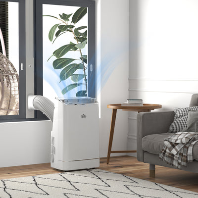 HOMCOM 14000 BTU Mobile Air Conditioner, 35m\'c2\'b2, Smart Home WiFi, with Dehumidifier, Fan, 24H Timer, Window Kit, White 