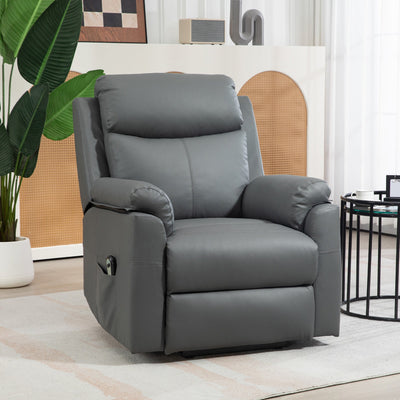 HOMCOM Faux Leather 70\'c2\'b0 Electric Riser Recliner Chair, Charcoal Grey 