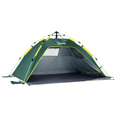 Outsunny Beach Tent for 1-2 Person Pop-up Design with 2 Mesh Windows & 2 Doors Dark Green 