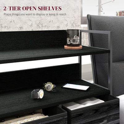 HOMCOM Rustic Chest of Five Fabric Drawers - Black 