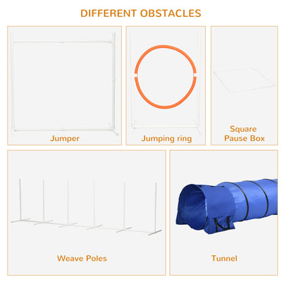PawHut Six-Piece Dog Agility Equipment Set, with Carry Bag - Multicoloured 