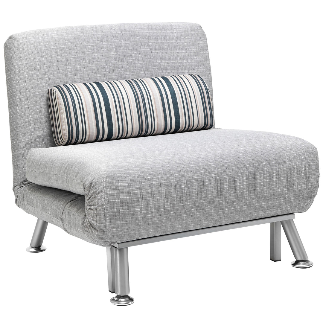 HOMCOM Single Sofa Bed, 1 Person Sleeper Foldable Lounge with Pillow, Grey 