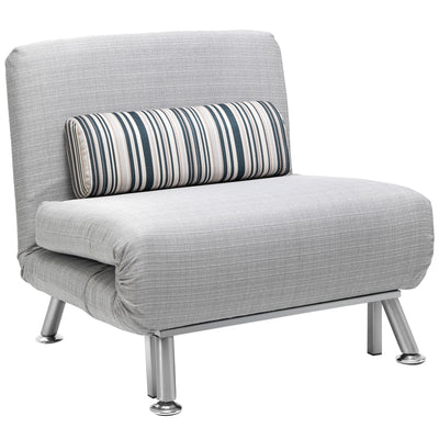 HOMCOM Single Sofa Bed, 1 Person Sleeper Foldable Lounge with Pillow, Grey 