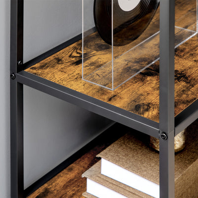 HOMCOM Industrial Bookcase Shelf, 6 Tier Metal Shelving, Storage Shelves for Living Room, Home Office, Bedroom, Rustic Brown 