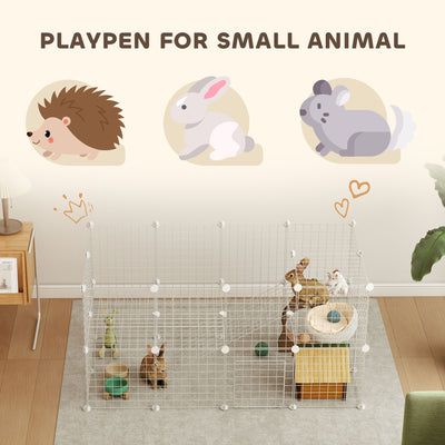 PawHut DIY 36 Panel Pet Playpen Metal Wire Fence for Chinchilla, Hedgehog, Bunny, Indoor, Outdoor Use, White 