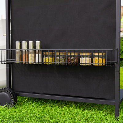 Outsunny 4+1 Burner Gas BBQ Grill, Portable Gas Barbecue Grill with Built-in Thermometer, Lid, Side Table, Shelf, Spice Rack, Wheels, Grease Cup for Garden Party Outdoor Cooking, Black 