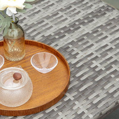 Outsunny PE Wicker Rattan Garden Coffee Table - Mixed Grey 
