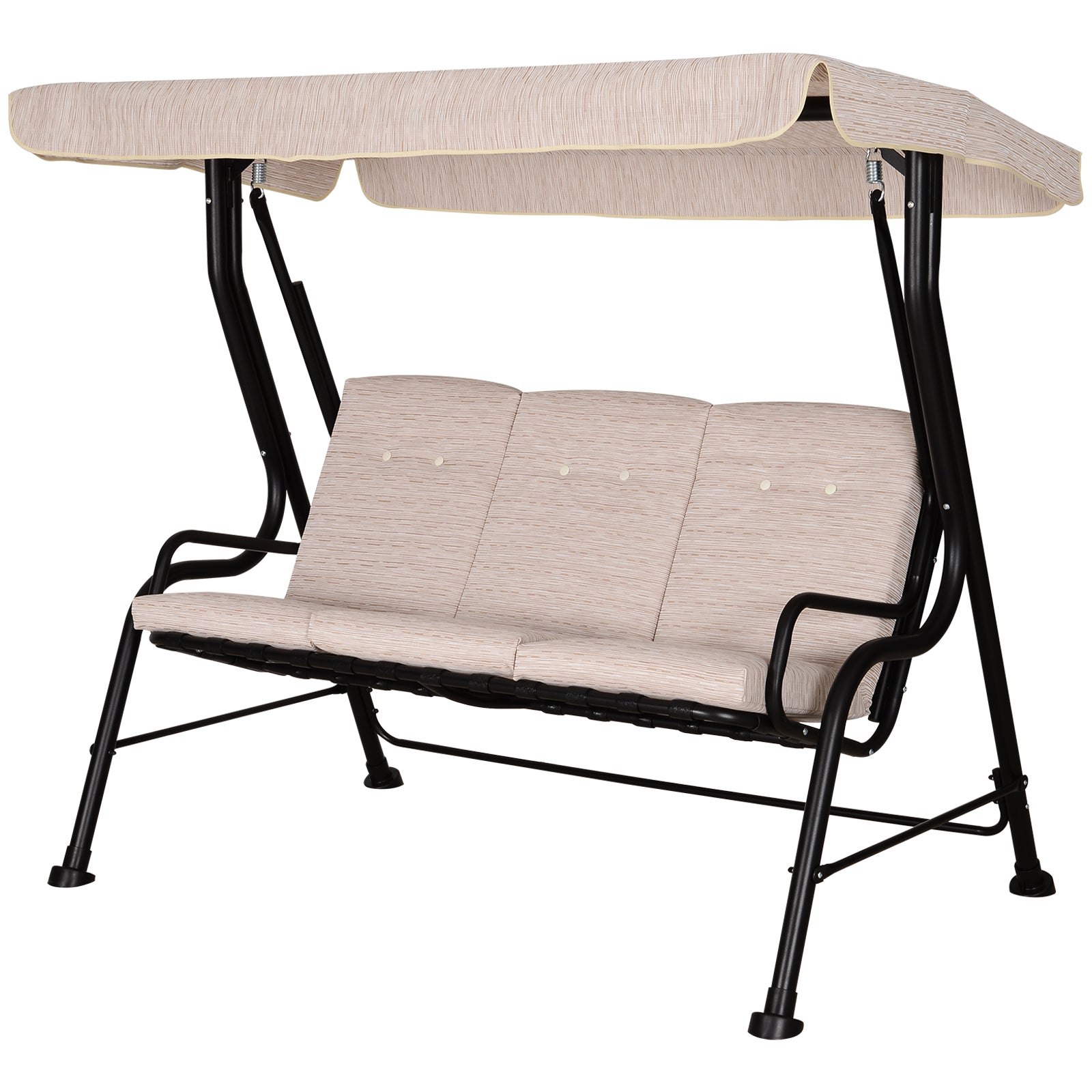 Outsunny Steel Frame 3-Seater Outdoor Garden Swing Chair w/ Canopy Beige 