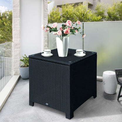Outsunny PE Wicker Side Table Rattan Garden Furniture with Four Foot Pads, Rust & Mild Weather Damage Resistant, Black 