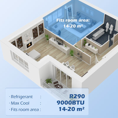 HOMCOM 9000 BTU Portable Air Conditioner, Smart Home WiFi Compatible, 4 in 1 Air Conditioning Unit, Dehumidifier, Fan with Remote, 24H Timer, Window Venting Kit, 20m\'c2\'b2, R290, A Energy Efficiency 