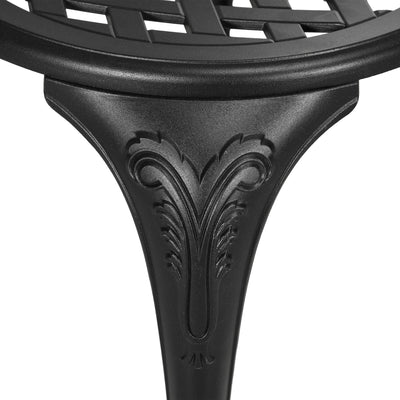 Outsunny 3 Piece Garden Bistro Set, Cast Aluminium Outdoor Furniture Set with Umbrella Hole for Balcony, Porch, Patio, Black 