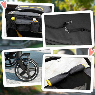 PawHut Foldable Pet Stroller, with Universal Wheels, Shock Absorber, for Medium and Large Dogs - Grey 