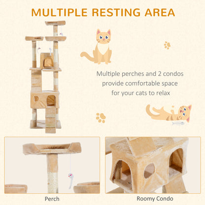 PawHut Cat Tree Scratching House, Activity Play Centre 