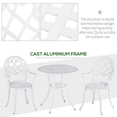 Outsunny Three-Piece Elegant Aluminium Garden Set - White 