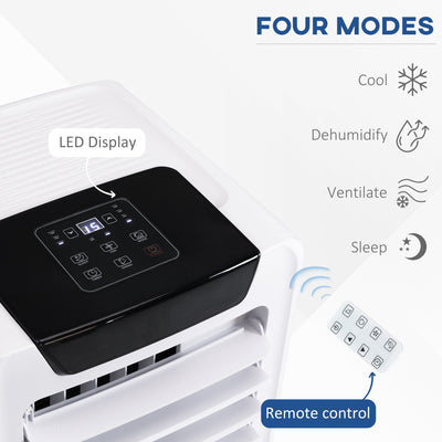HOMCOM 10000 BTU Air Conditioning Unit, 3-in-1 Portable Air Conditioner, Dehumidifier, Cooling Fan with Remote Control, LED Display, 2 Speeds, 24H Timer, Window Venting Kit, 18m\'c2\'b2 