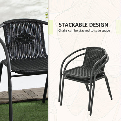 Outsunny 3 Pieces Rattan Bistro Set - Black 