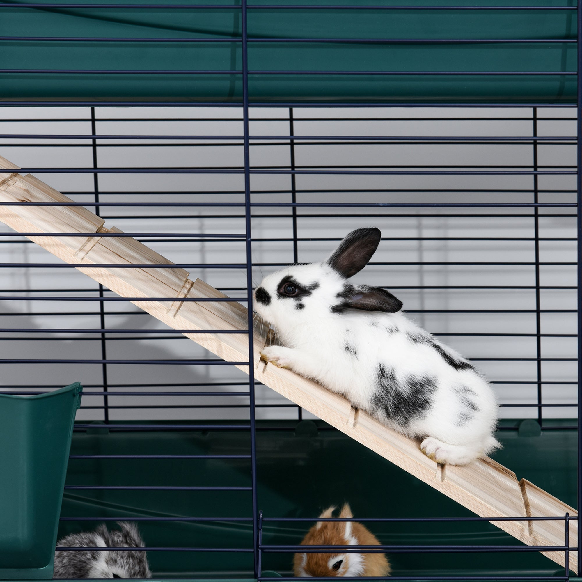PawHut Indoor Rabbit Guinea Pig Cage Small Animal Cage Two Storey 80 x 44 x 82 cm 