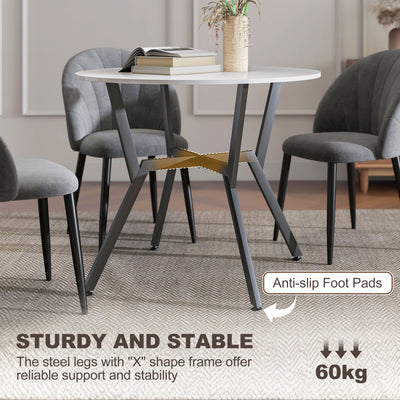 HOMCOM Dining Table, Round Kitchen Table with Black Legs for Living Room, Dining Room 90 x 76 cm, High Gloss White 