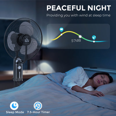 HOMCOM Pedestal Fan with Water Mist Spray, Spray Misting Fan with 70° Oscillation, Tilt Head, 4 Speeds, 3 Modes, Adjustable Mist, 3.2L Water Tank, for Home, 120 cm 