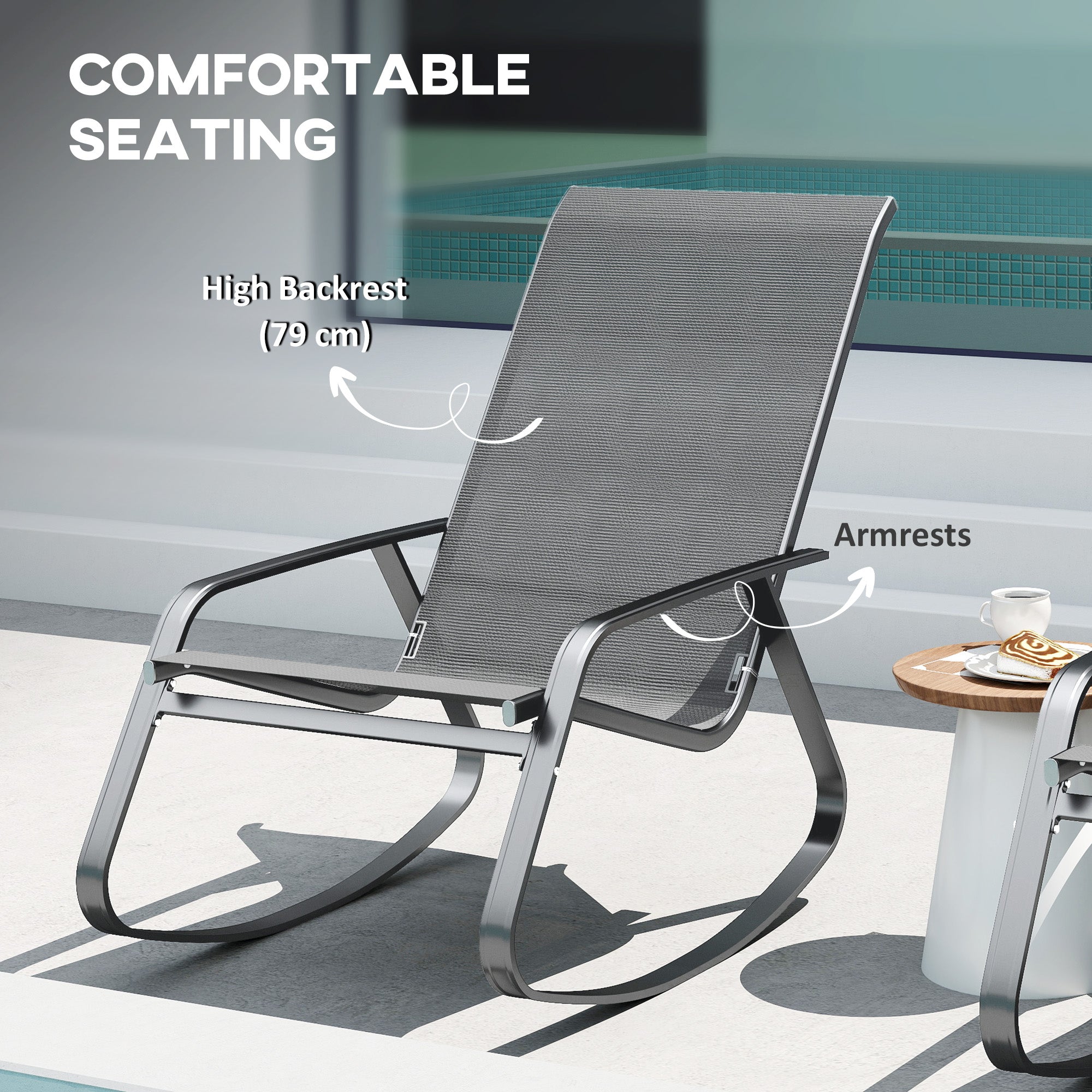 Outsunny Rocking Garden Chair - Grey 