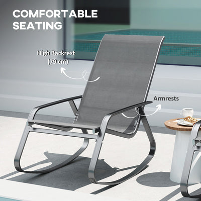 Outsunny Rocking Garden Chair - Grey 