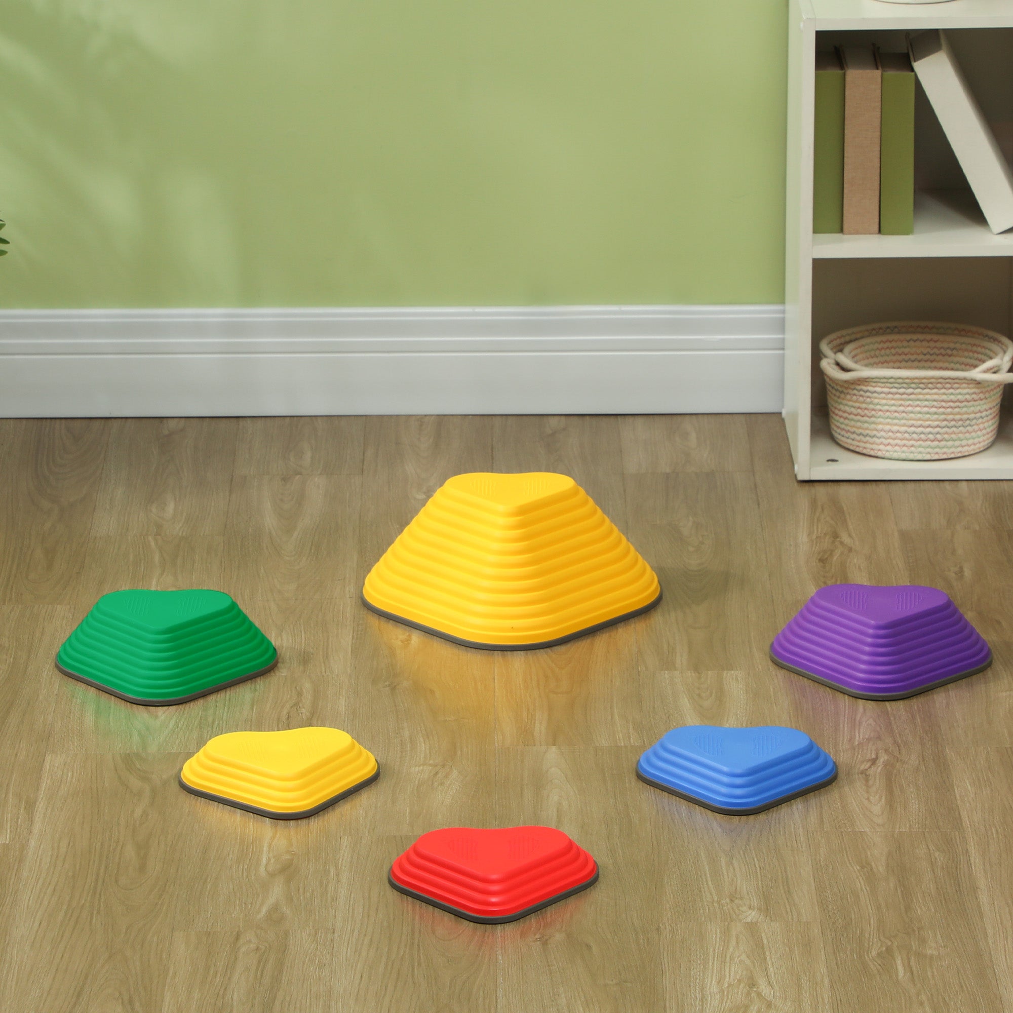 AIYAPLAY 6-Piece Heart-Shaped Kids Balance Stepping Stones and Motor Skills, Multicoloured 