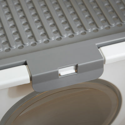 PawHut Cat Litter Box, Pet Toilet, Enclosed Kitten Pan with Front Entrance Top Exit, High Side, Scoop, White 