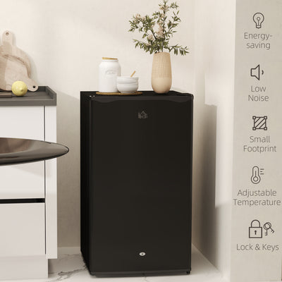 HOMCOM 91L Freestanding Under-Counter Fridge with Lock - Black 