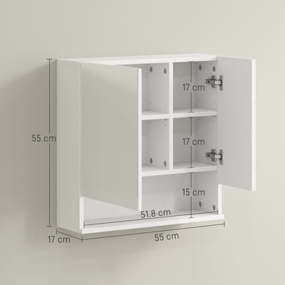 kleankin Wall Mounted Bathroom Storage Cupboard - White 